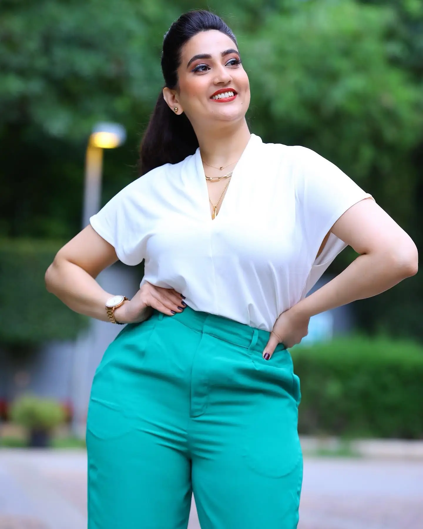 RAMPALLI MANJUSHA PHOTOSHOOT IN BEAUTIFUL WHITE TOP BLUE PANT 7